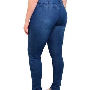 Dark Denim Mid Rise Pleated Taperes Plus Size Skinny Jeans NEW